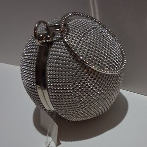 Silver Crystal Sphere Clutch - Women's Evening Wristlet